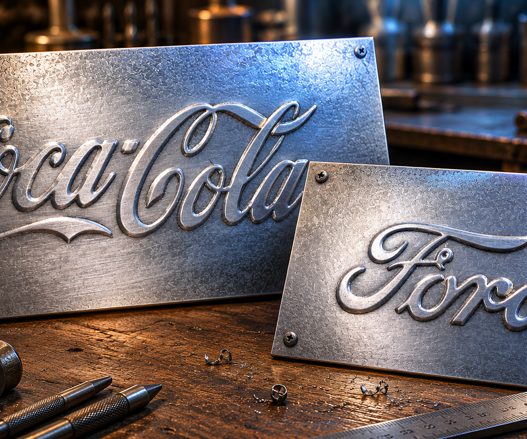 Pressed Steel Ford and Coke Logos