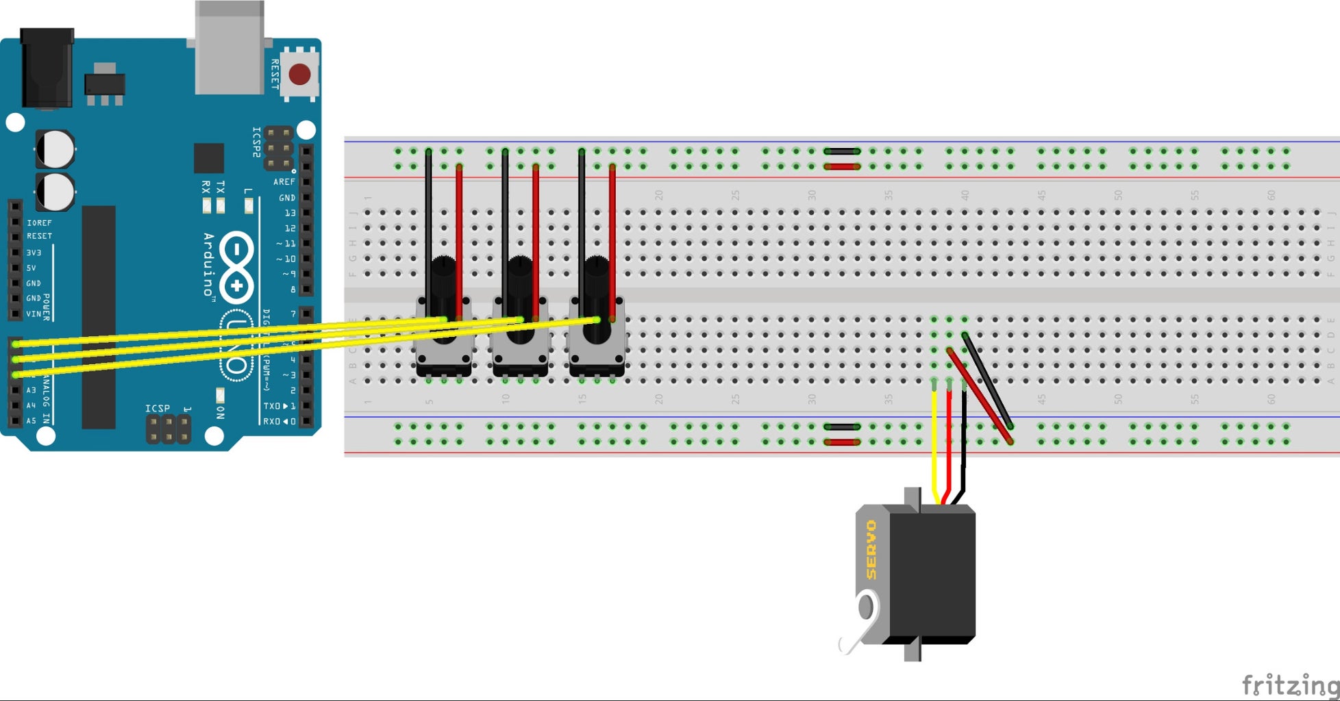 Controlling 3 Servo Motors With 3 Potentiometers and an Arduino : 11 ...