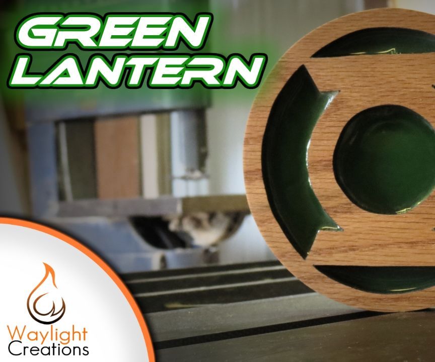 Green Lantern Superhero Emblem - Oak & Resin