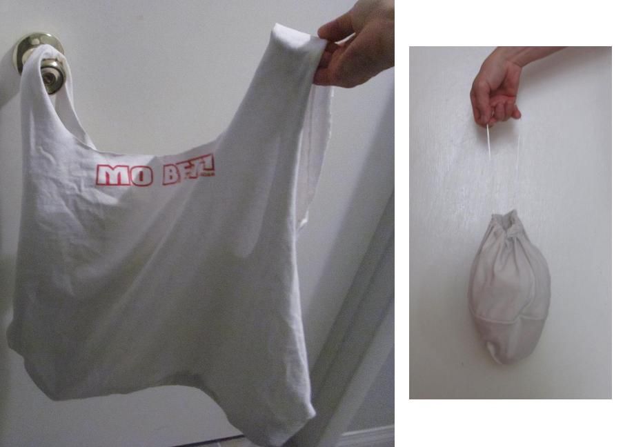 Carrying Bag Made From a T-shirt, With Special "flat" Bottom Design