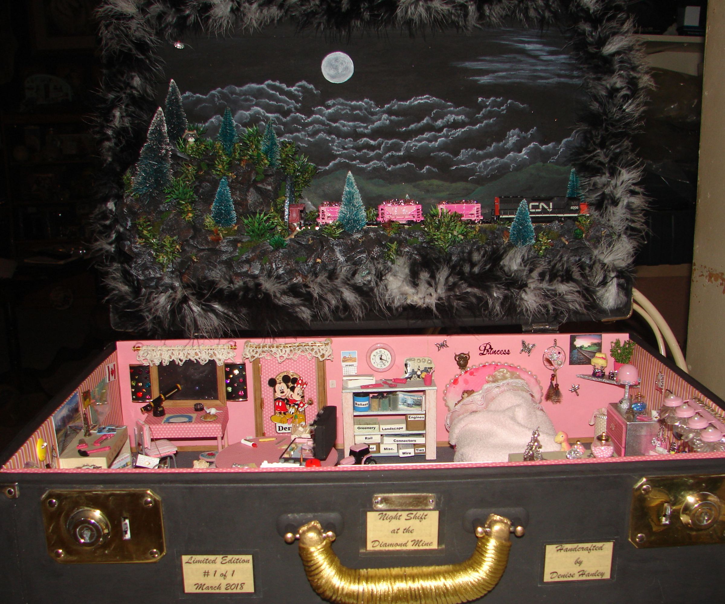 Night Shift at the Diamond Mine- N Scale Train Diorama in a Suitcase