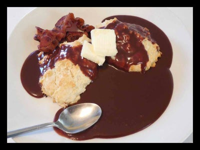Grandma Burkharts Coco Gravy and Bacon Biscuits