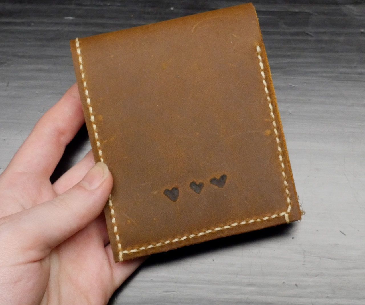 Leather Wallet With Etched Detail