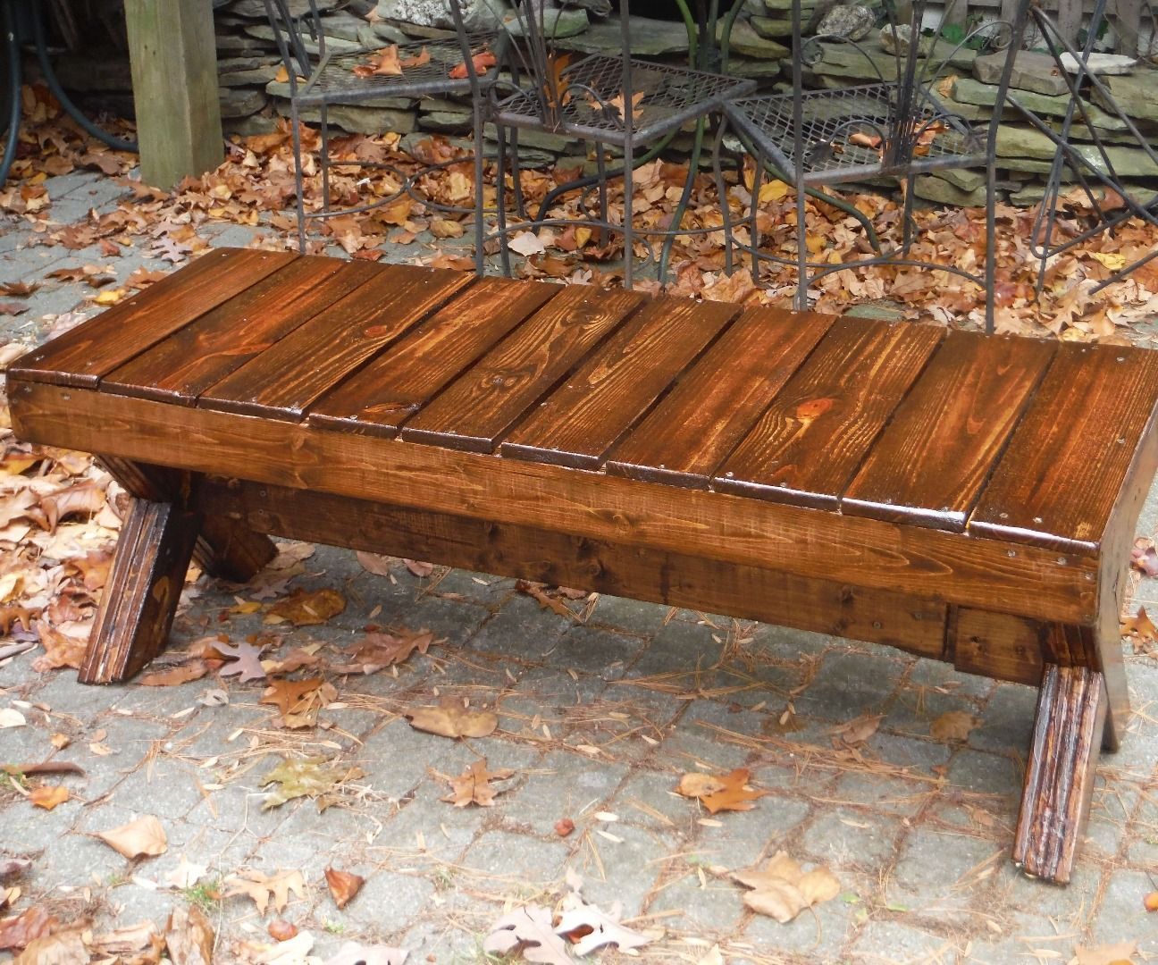 Wood Picnic Bench, $30 Lumber, $15 Finish. 