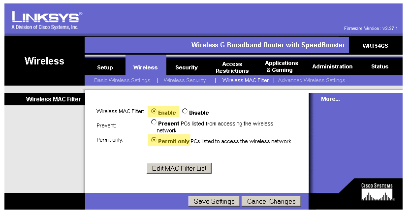 Wireless MAC Filter