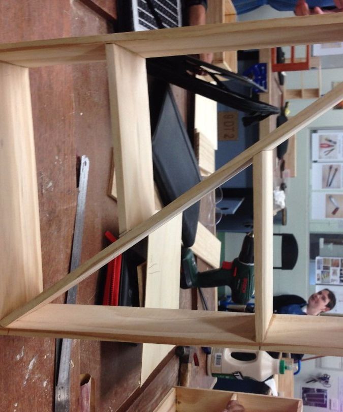 Cross-Beam Wooden Shelf