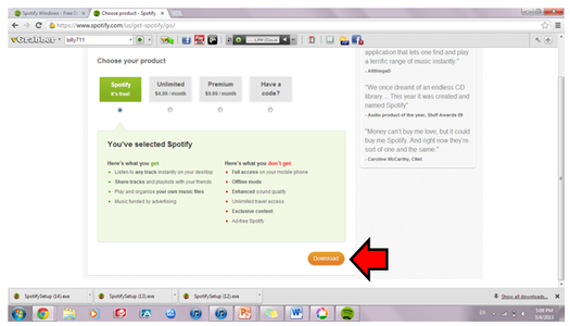 Registering on Spotify