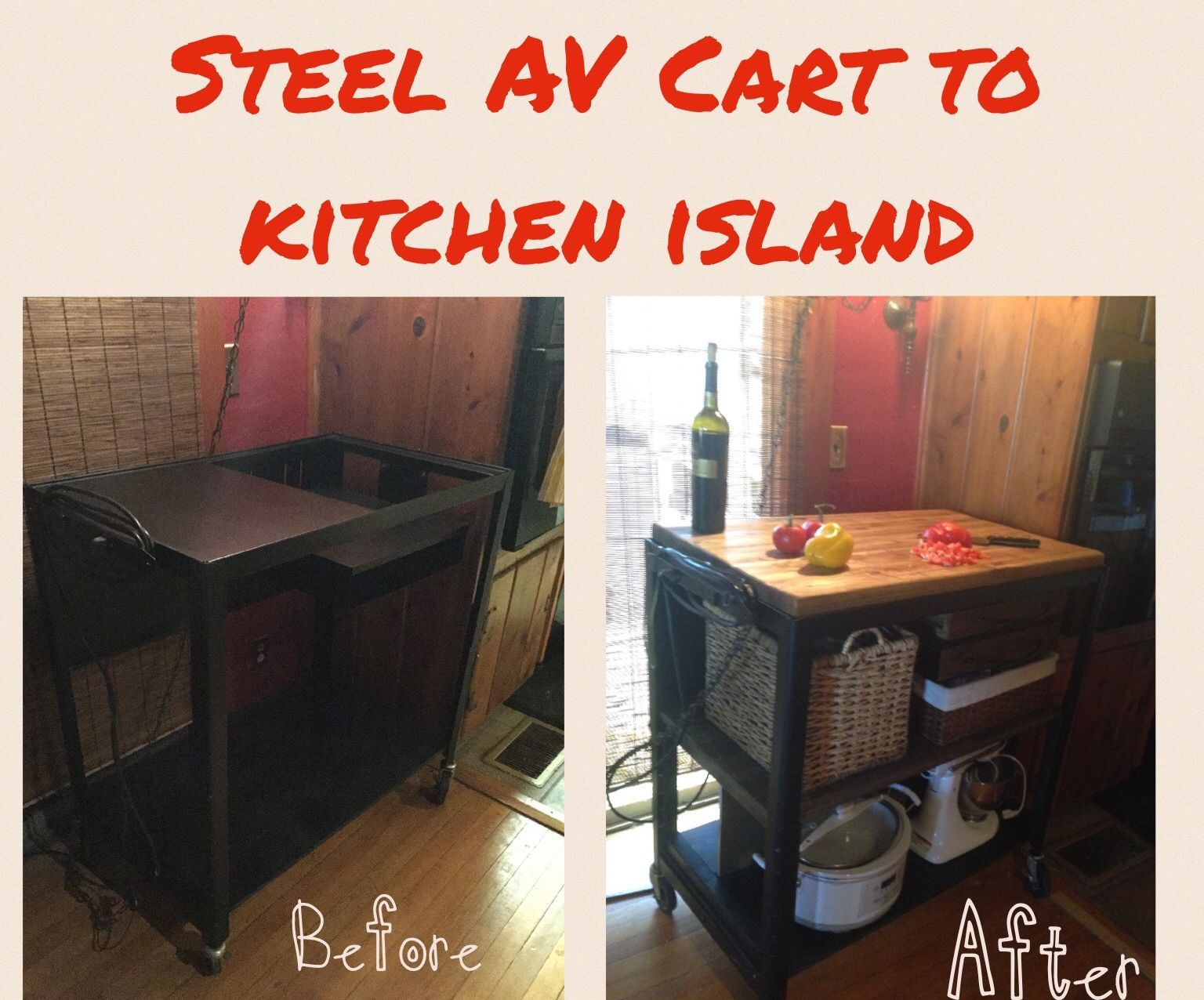 Obsolete Overhead Projector/AV Cart to Kitchen Island Storage