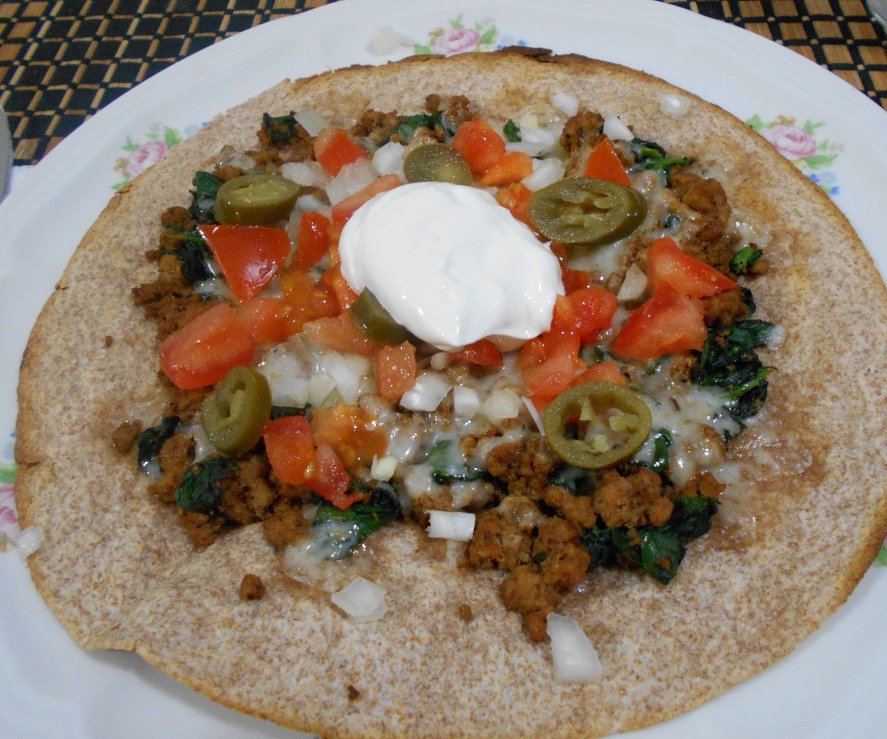 Ground Turkey and Spinach Tostados Supreme