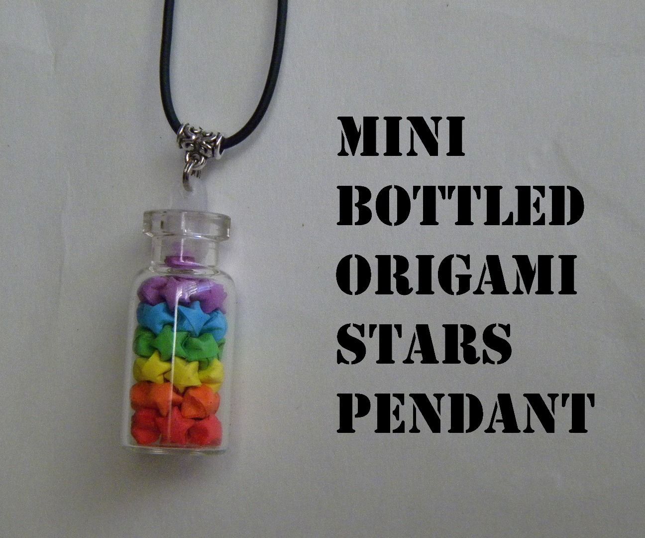 Mini Bottled Origami Stars Pendant (Rainbow Colors)