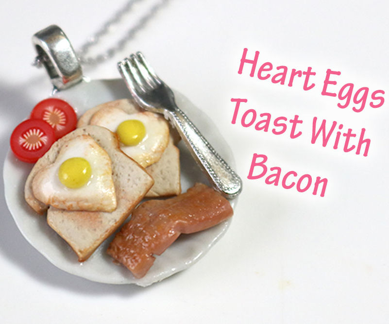 Tutorial: DIY Heart Eggs Toast With Bacon - FIMO, Polymer Clay ?