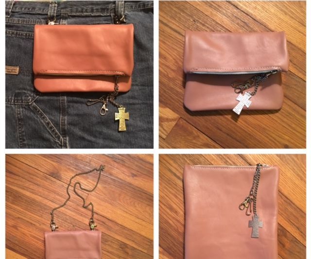 All In One Leather Make-Up Bag, Shoulder Bag and Belt Loop Purse