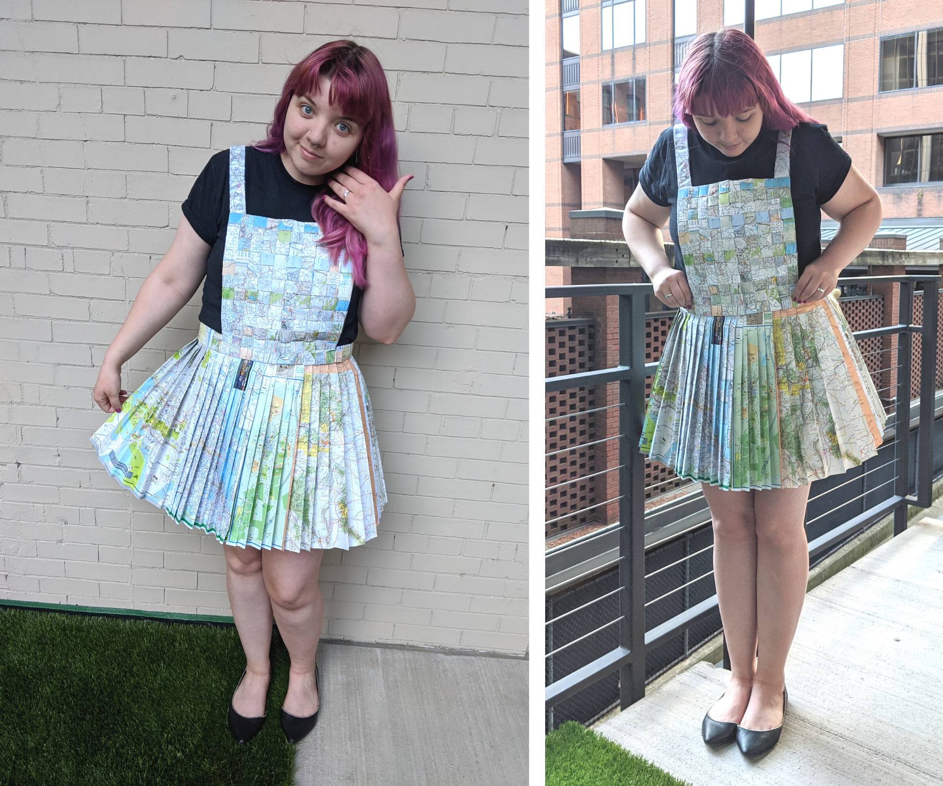 Paper Map Pinafore Dress