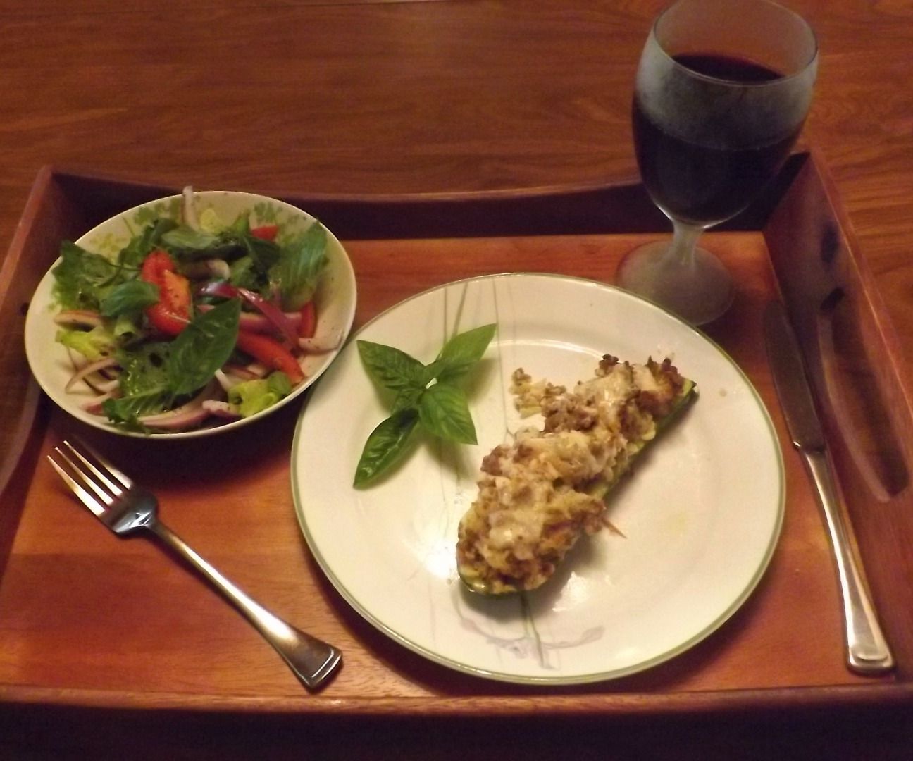 BAKED ZUCCHINI STUFFED WITH RICOTTA CHEESE & ITALIAN HOT SAUSAGE