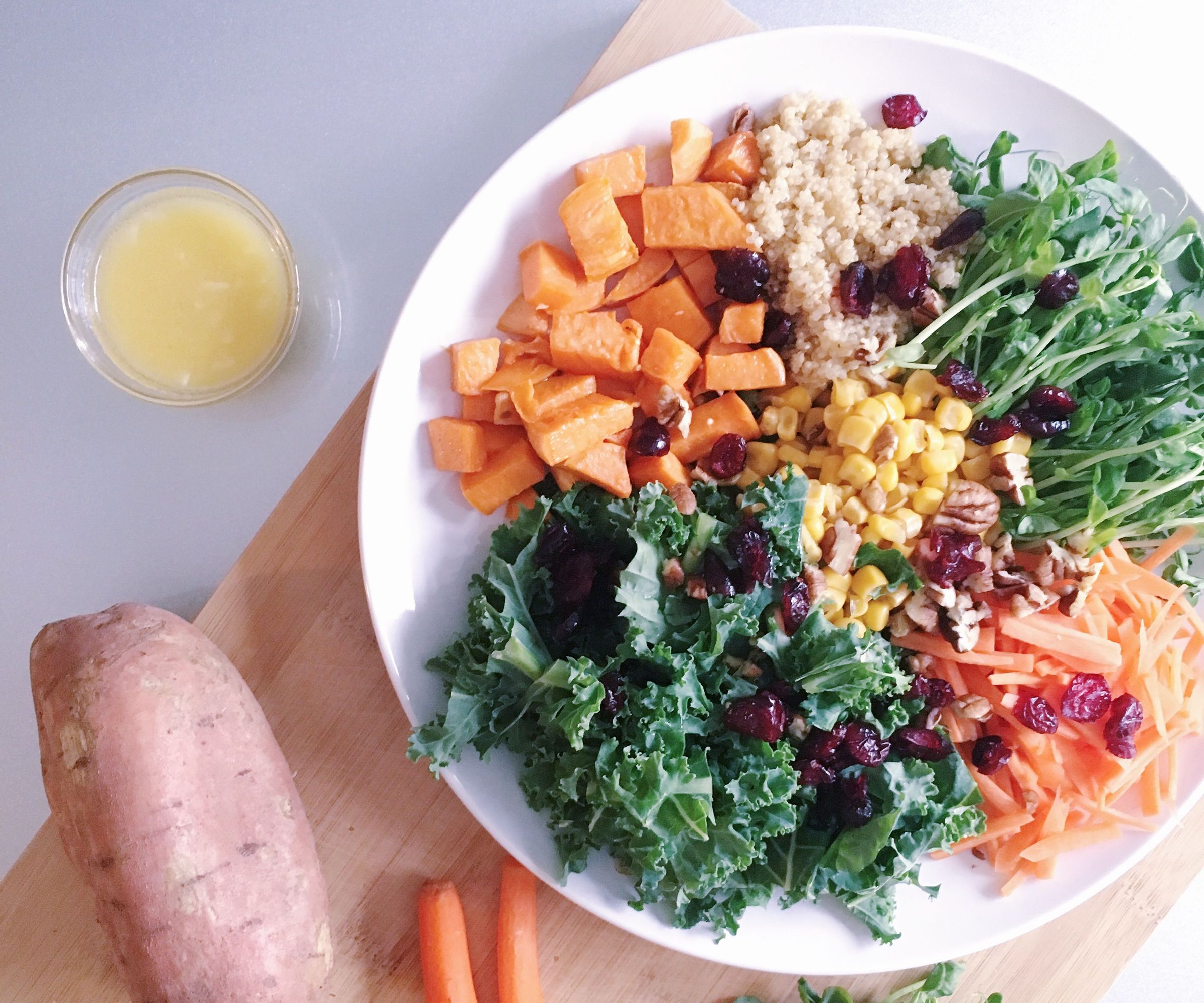 RECIPE | ROASTED YAM & VEGGIE SALAD WITH LEMON DRESSING