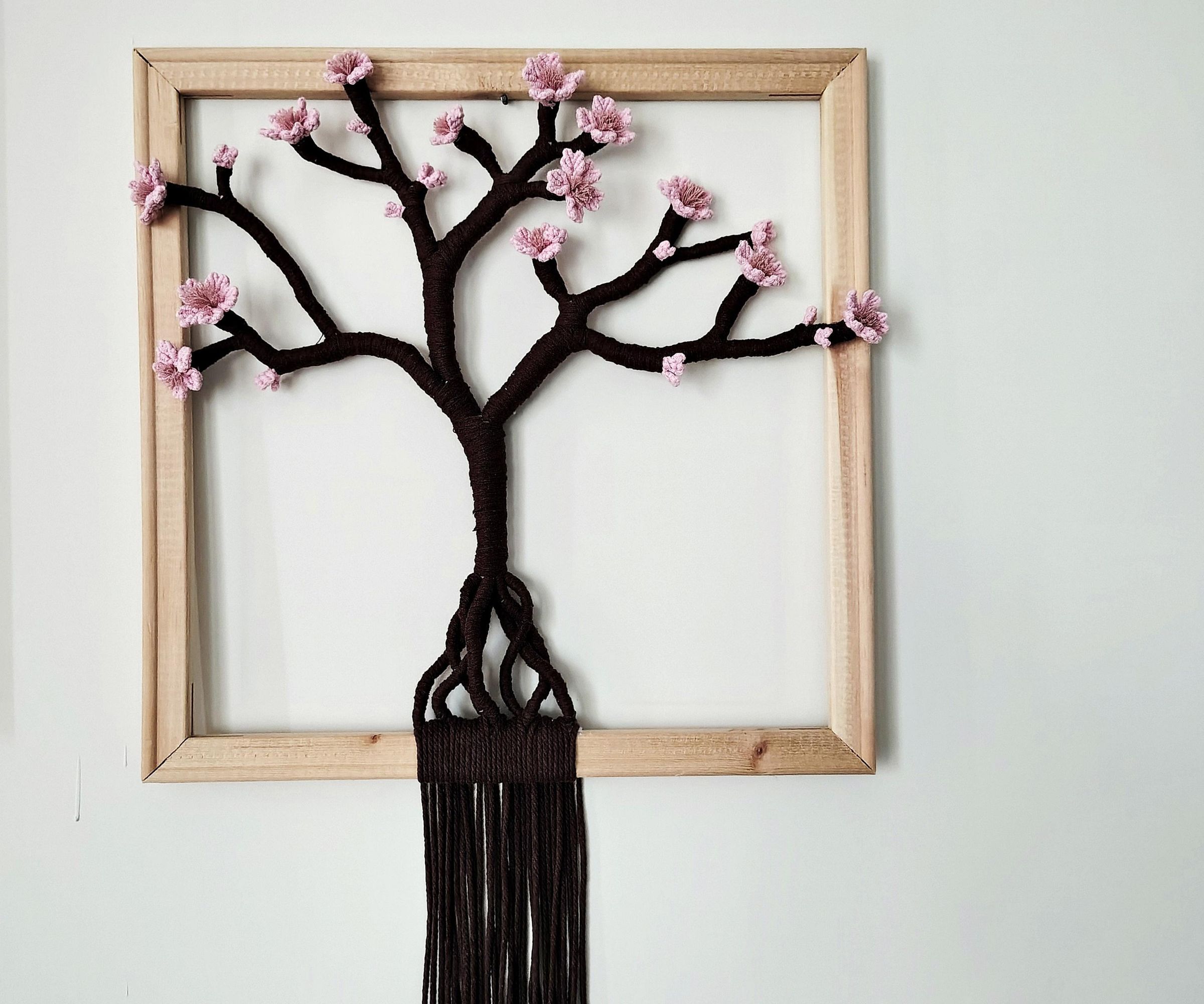 Cherry Blossom Macrame Tree Wall Decor