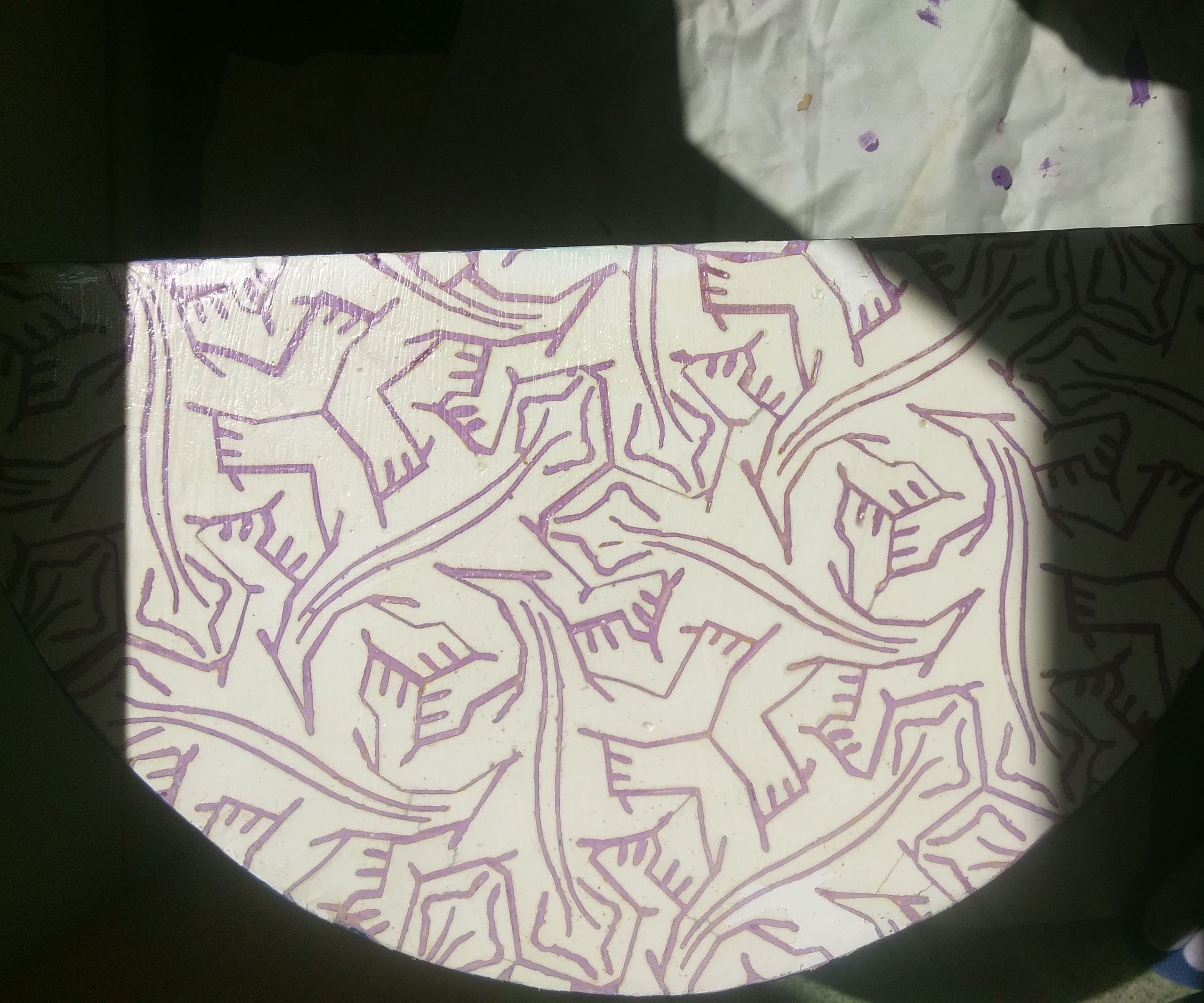 Plaster Lizard Tiles With Purple Grout 