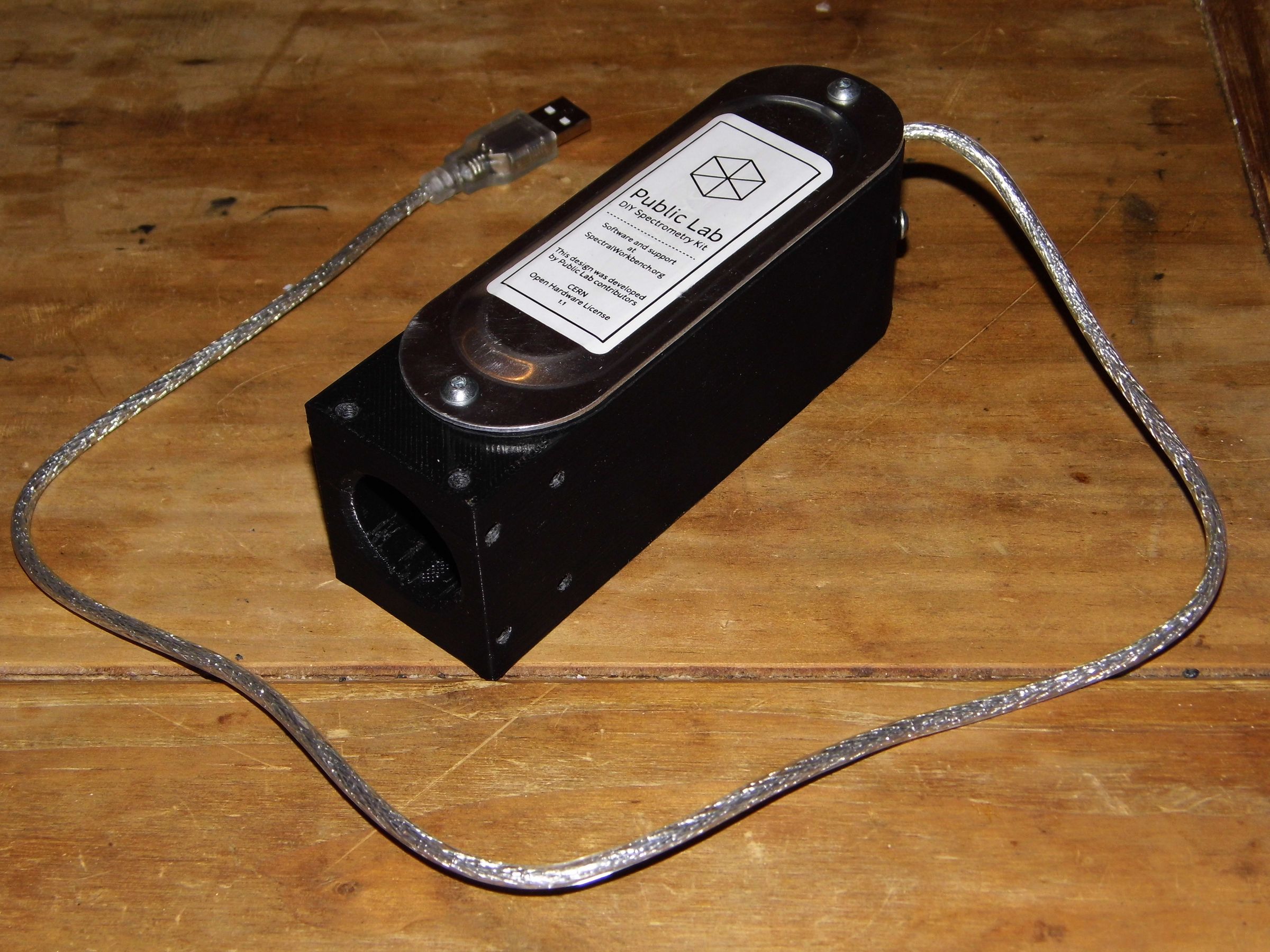 3D Printed spectrometer, using Public Lab DIY kit.