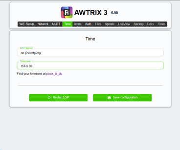 Wi-Fi Setup and AWTRIX Configuration