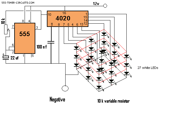 LED Cube Using 4020 Ic and 555 IC