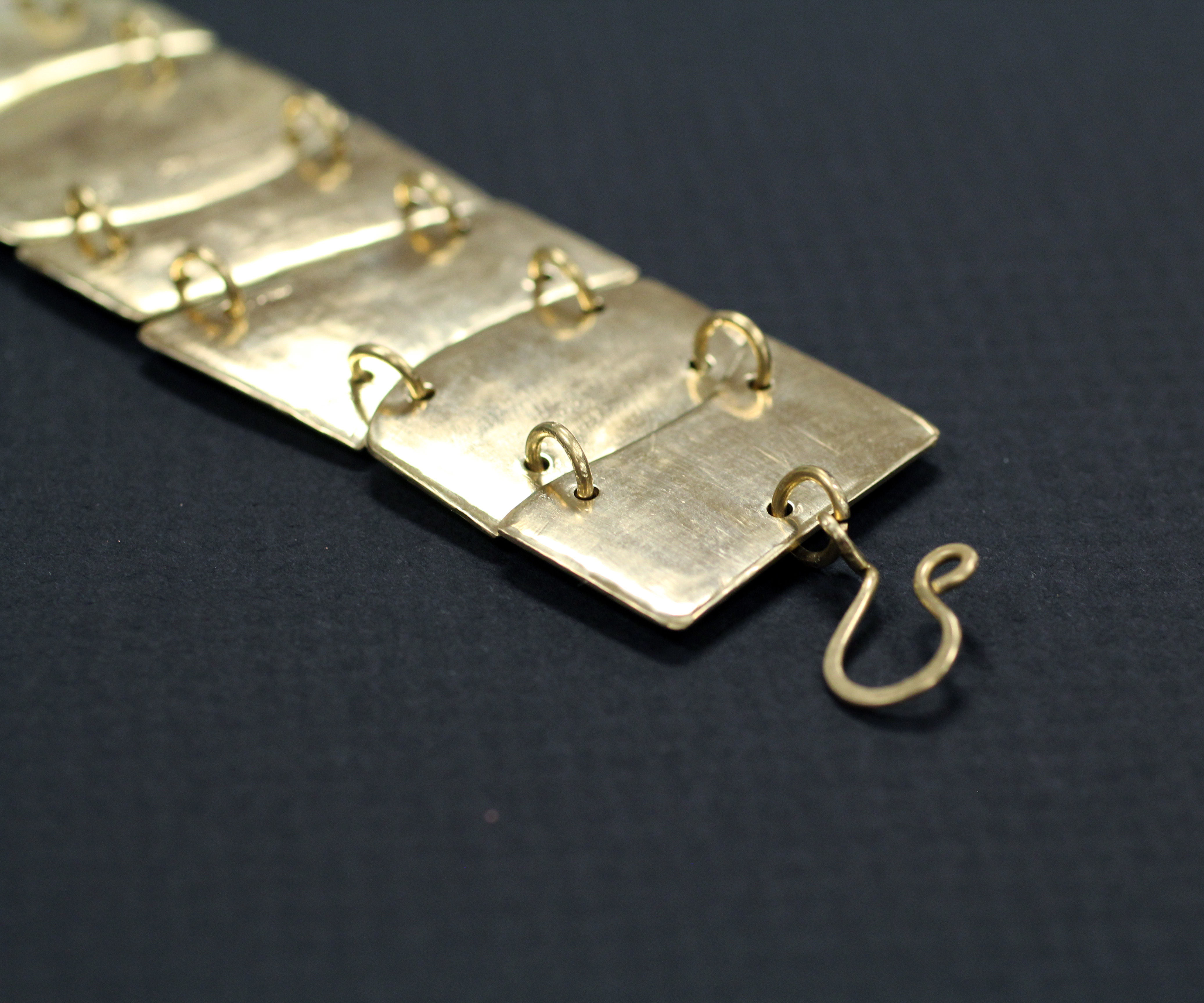 Hammered and Pieced Brass Bracelet