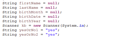 Step 3: Creating/Declaring Variables