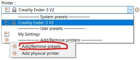 Set "printer" Setting to Creality Ender-3 V2