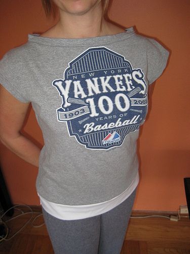 Refashioned Beefy Tee Into Boat Neck Top