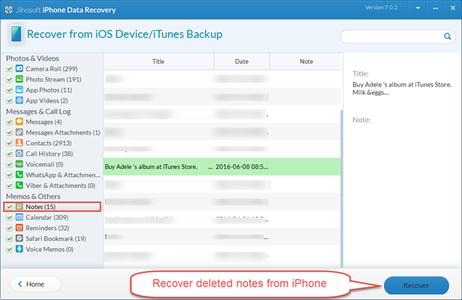 Preview and Recover Deleted Notes