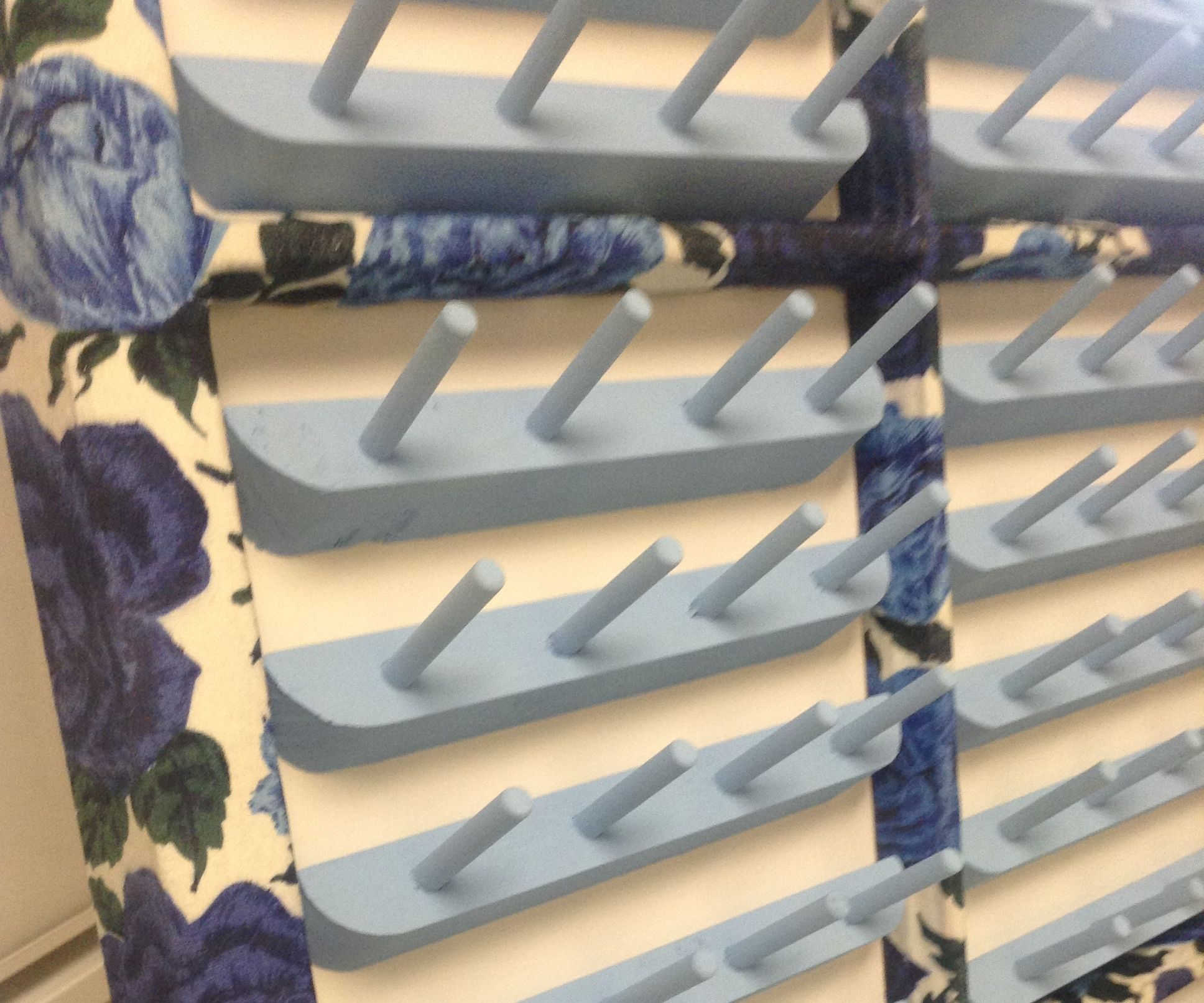Fabric Covered Window Frame Thread Rack