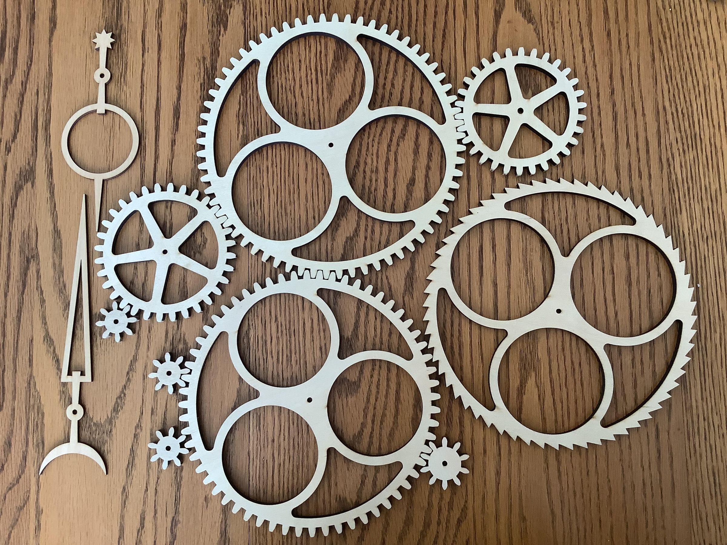 Eclipse an Impulsed Wooden Gear Clock DXF Files