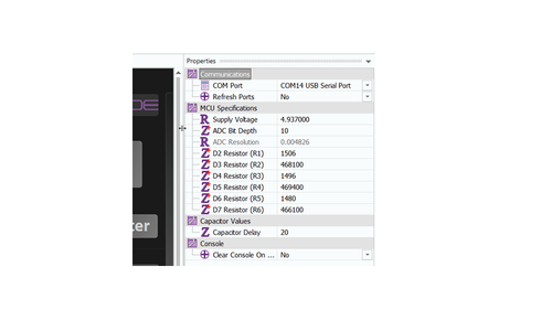 Within the Component Tester App, You Will See a Properties Window.
