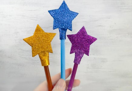Diy Glitter Star Pencil Decoration 