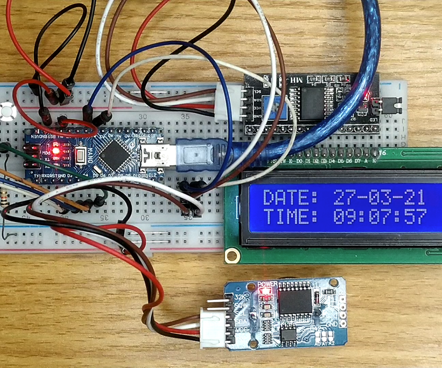 DS3231 REAL-TIME CLOCK WITH I2C LCD AND ARDUINO NANO