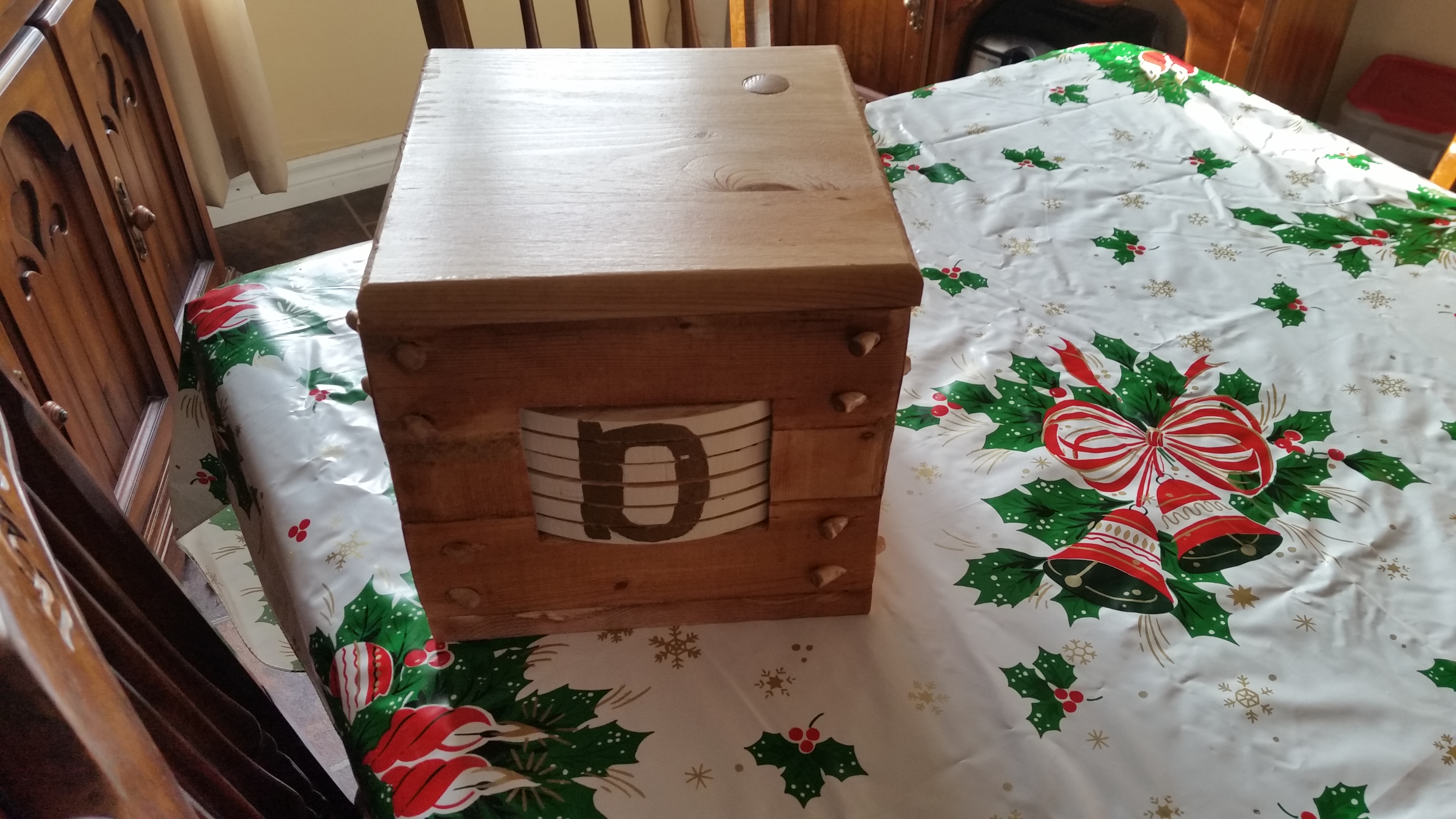 Wooden 6 Wheel Combination Lock Box 