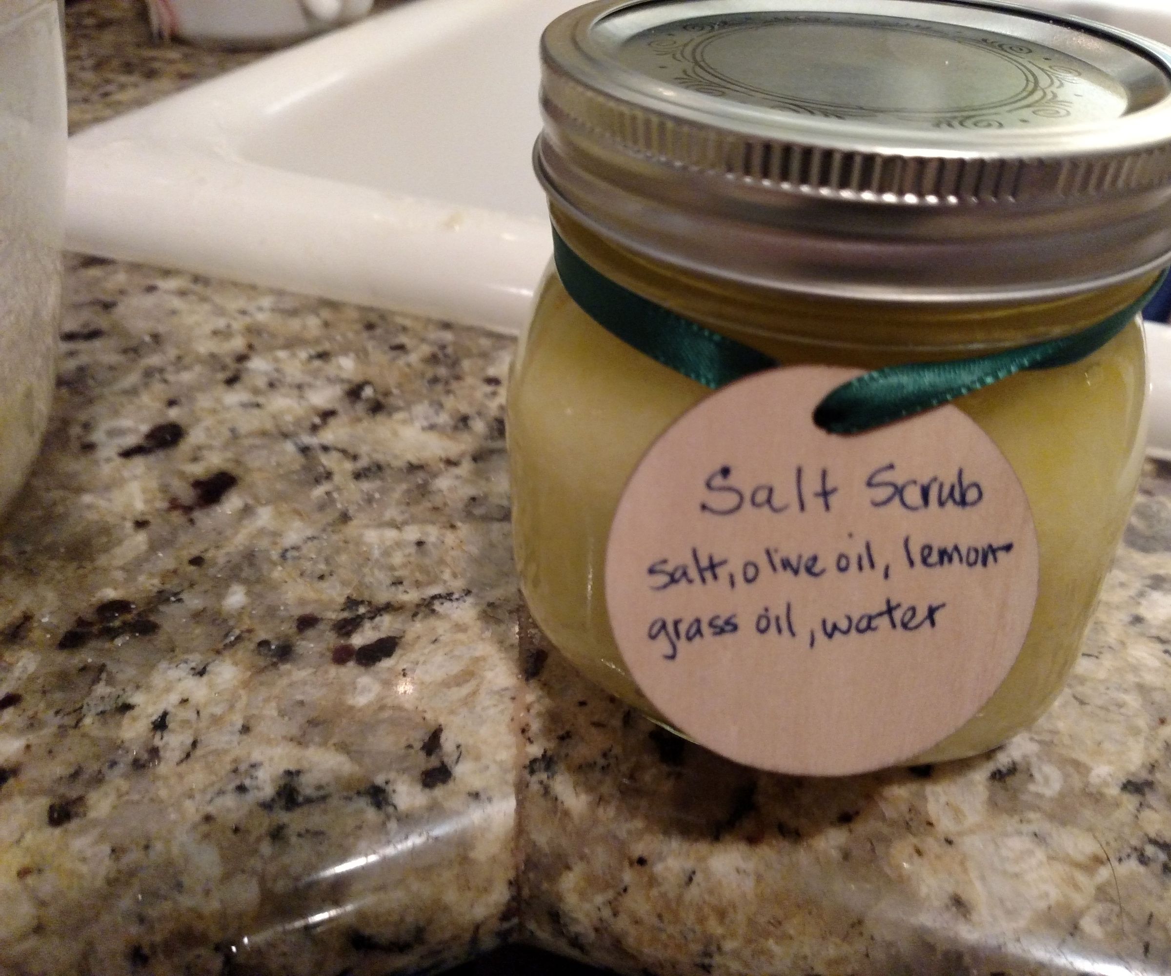 Lemon Grass, Olive Oil, Salt Scrub