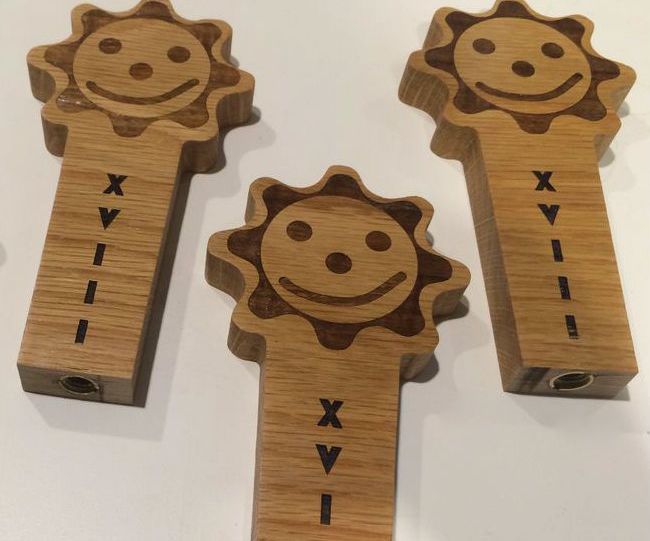 Tap Handles With Laser-cut Veneer Inlay