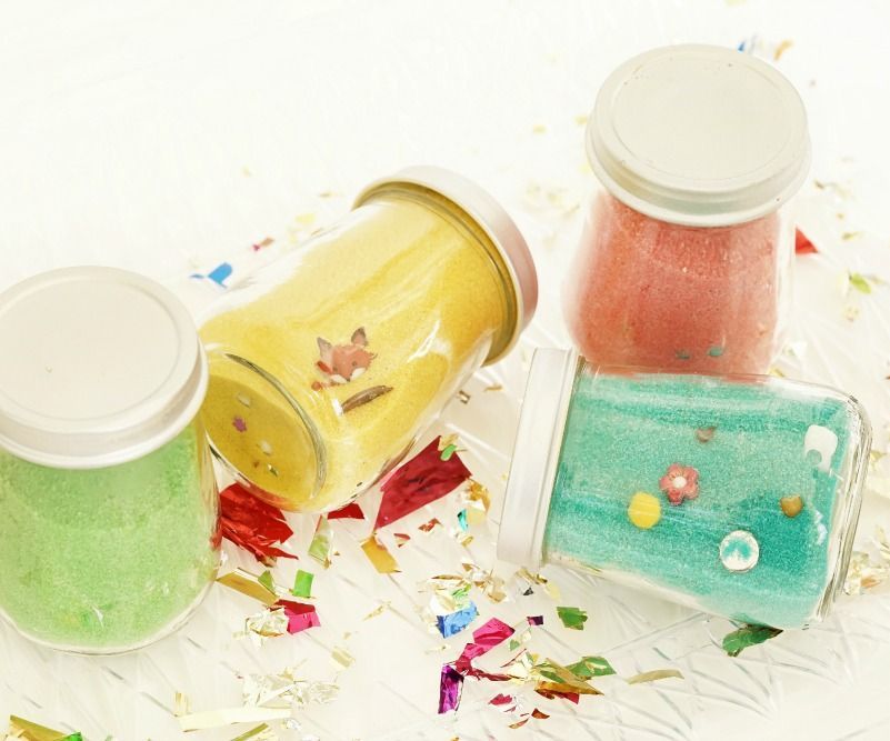 Colored Sand Find and Seek Party Jars