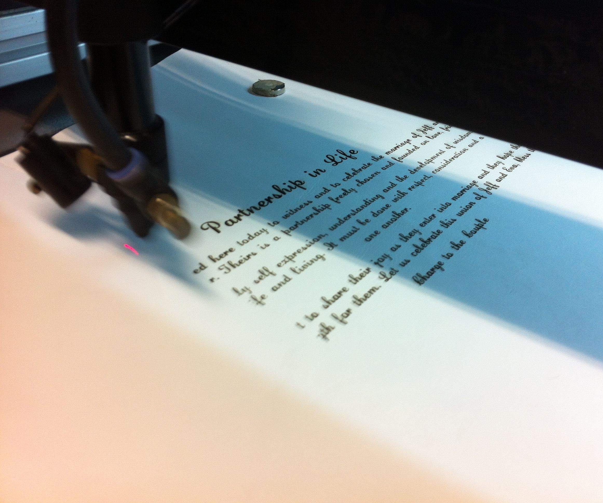 Snow White Leather Laser Engraving.