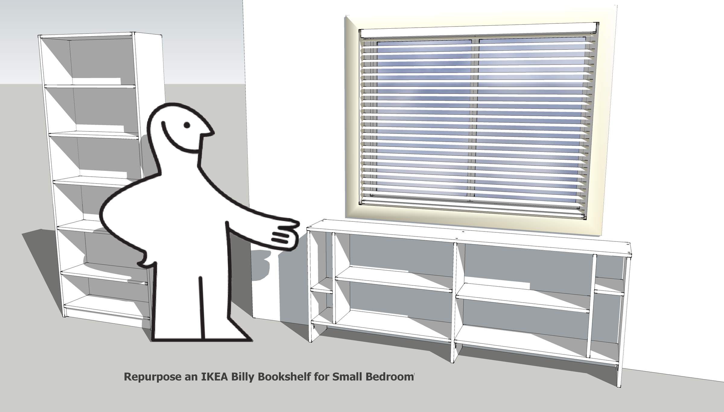 Repurpose an IKEA Billy Bookshelf for Small Bedroom. 7 Steps
