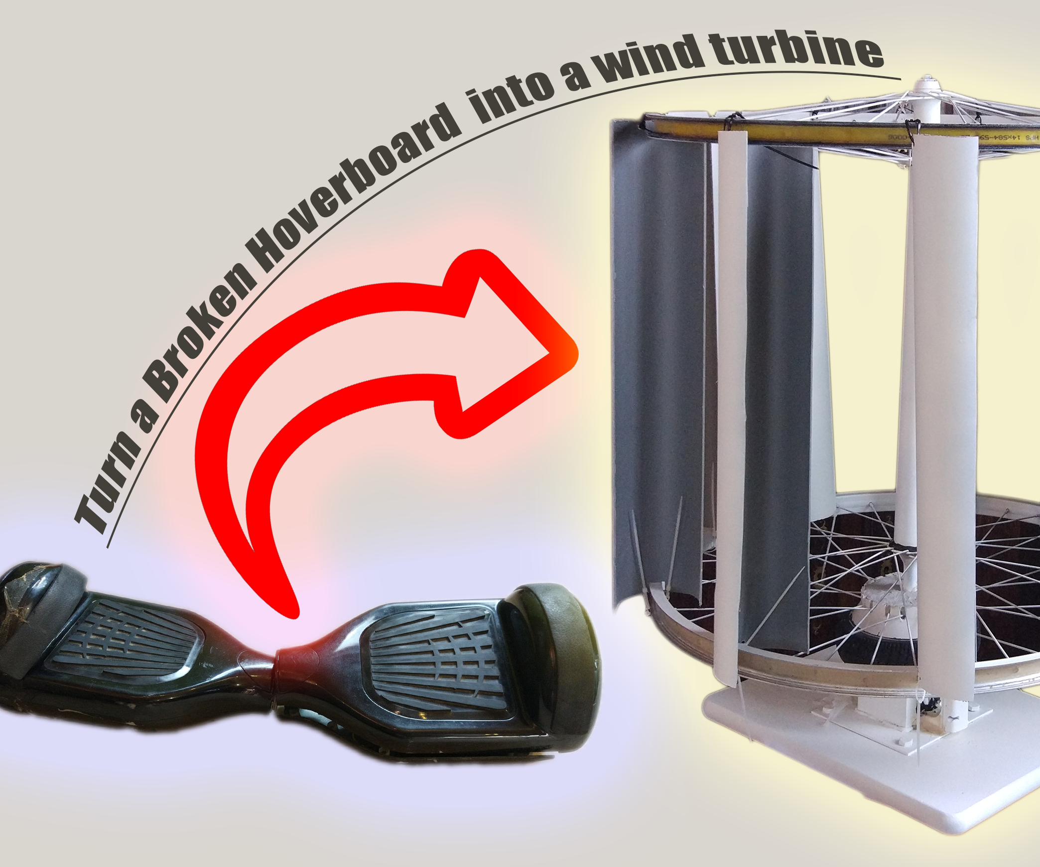 Turn a Broken Hoverboard Into a Vertical Wind Turbine EN/FR Transformer Un Hoverboard Cassé En Une Éolienne Verticale