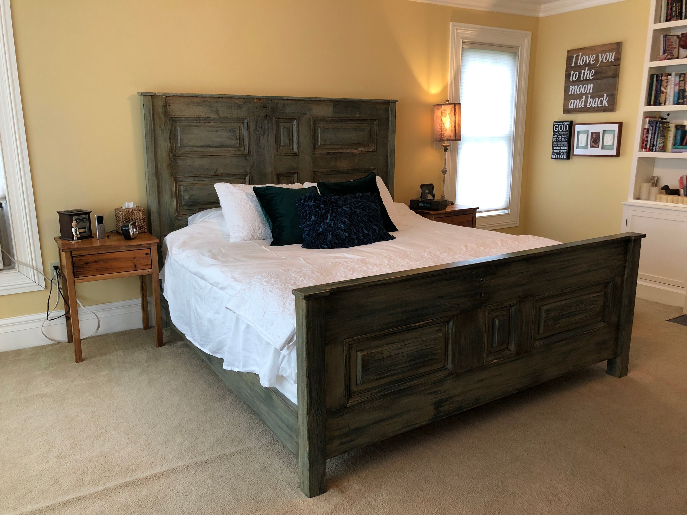 Reclaimed Vintage Door King Size Bed and Night Stands 11 Steps (with