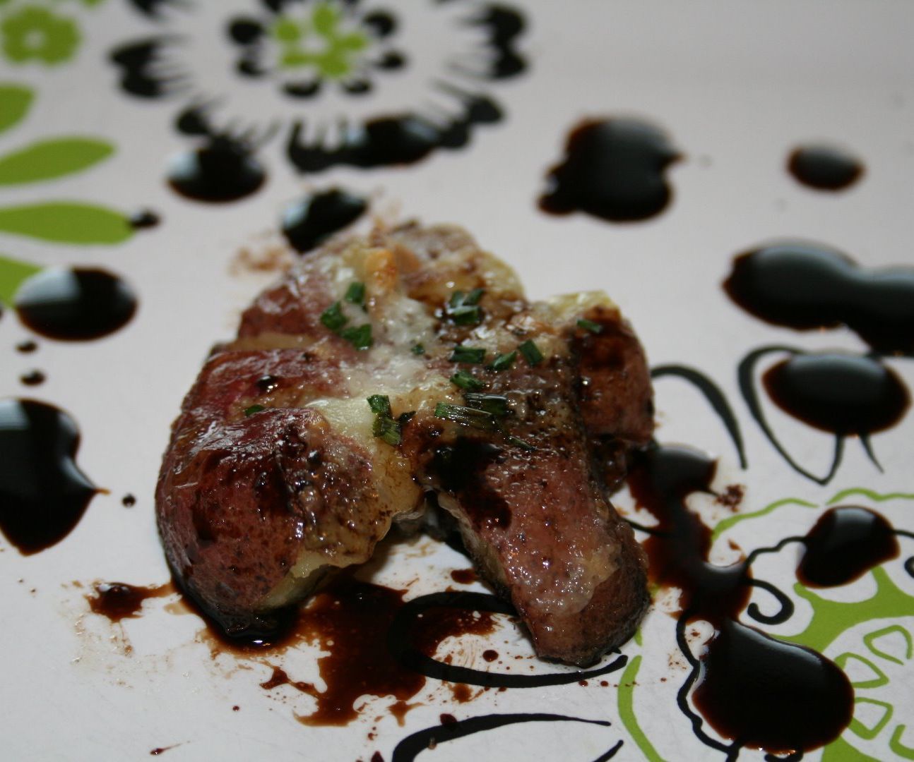 Smashed Red Potatoes With Aged White Cheddar and Balsamic