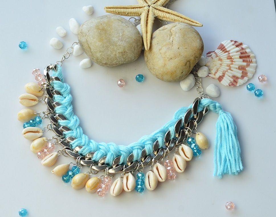 Tutorial of a Chains Necklace With Shell and Wool : 4 Steps - Instructables