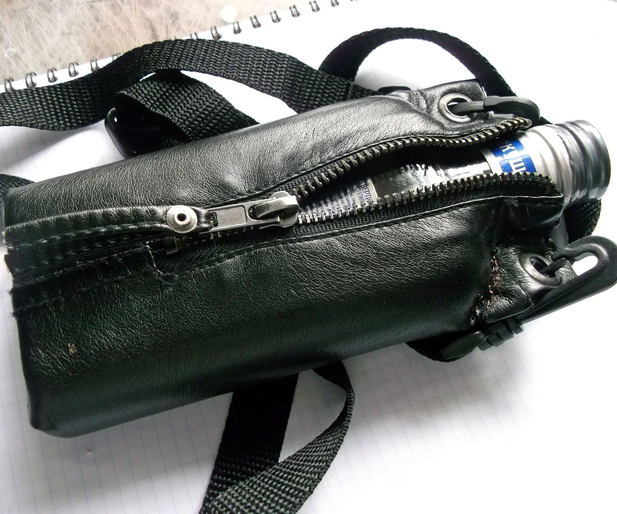 A Flask From an Old (Faux) Leather Jacket and a Bottle