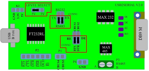 Jumper Settings for RS485 Mode 