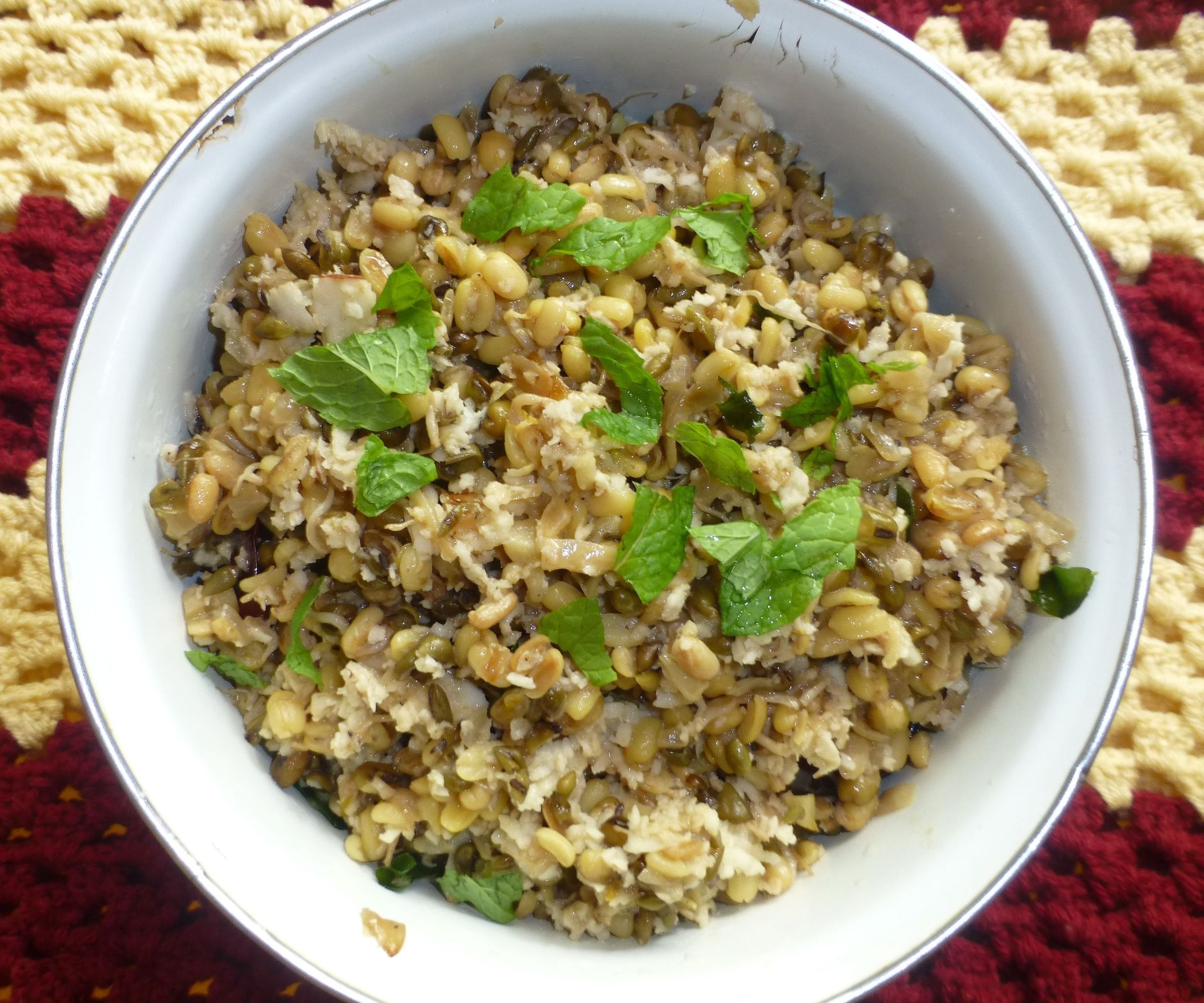A Nutritious Vegan Dish With Sprouted Whole Green Gram Lentils