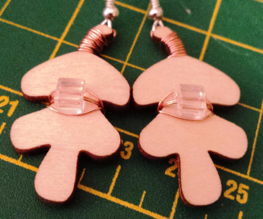 Wire Wrapped Wood Leaf Earrings / Pendant 