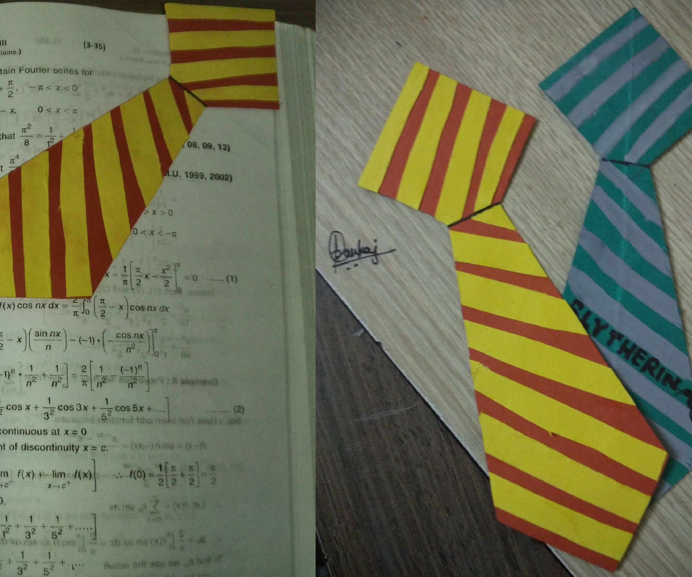 DIY HOGWARTS UNIFORM TIES CORNER BOOKMARK