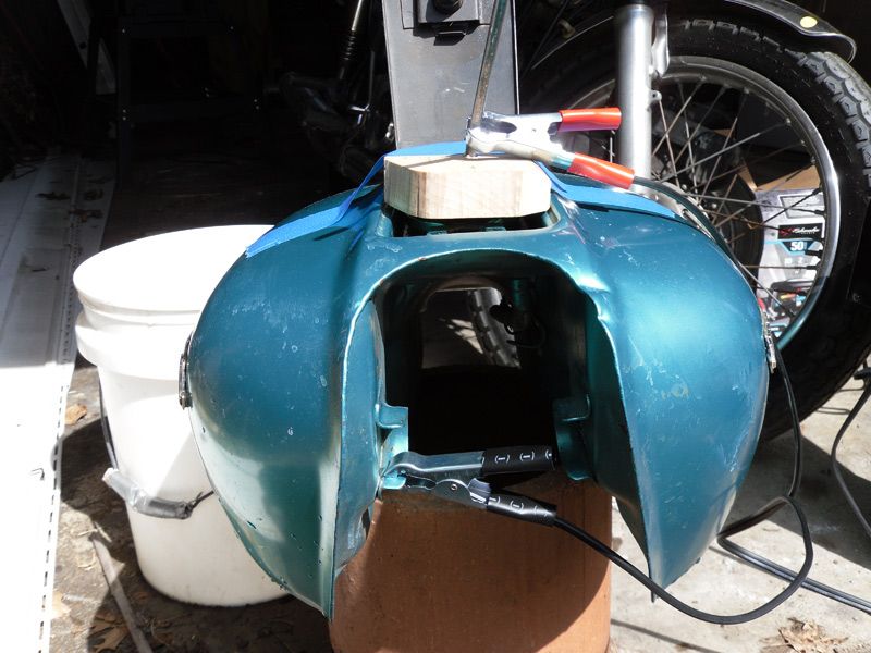 Electrolytic Rust Removal From a Motorcycle Gas Tank